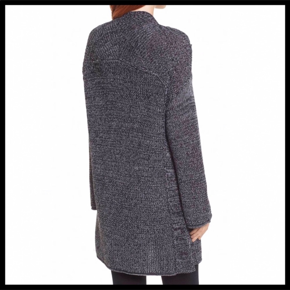 BLACK MARLED KNIT LONG CARDIGAN - Picture 6 of 8